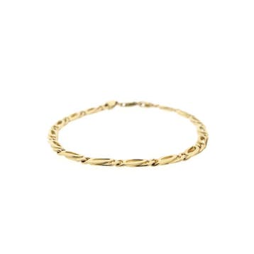 Gouden fantasieschakel armband (Schakelarmband), Ophalen of Verzenden, Gebruikt, Goud, Goud