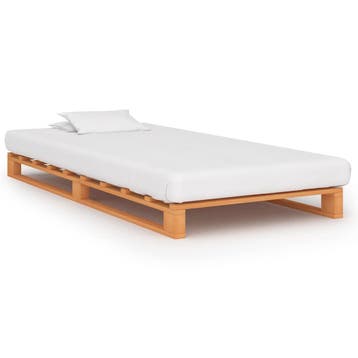vidaXL Bedframe pallet massief grenenhout bruin 90x200 cm, Verzenden, Nieuw