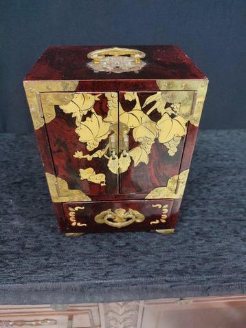 Boîte à bijoux - Bois - Boîte à bijoux vintage en laiton, Antiquités & Art