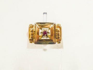 Ring - 18 karaat Geel goud Robijn, Nieuw