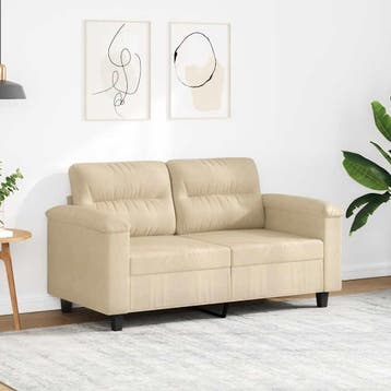vidaXL Tweezitsbank / zetel 120 cm microvezelstof crème, Huis en Inrichting, Verzenden, Nieuw