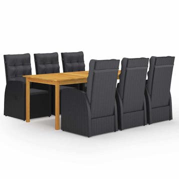 vidaXL 7-delige Tuinset zwart, Verzenden, Nieuw, Tuinset