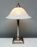 Lampe de table - Opaline, Laiton nickelé