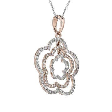 Halsketting - 14 karaat Witgoud, Roségoud - 0.90ct. tw., Nieuw