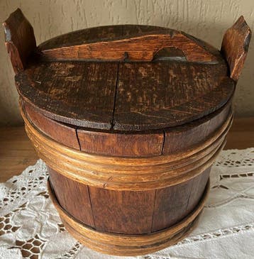 Oude antieke gekuipte butte botervaatje ca. 1880 - Pot -