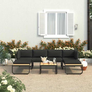 vidaXL 4-delige Tuinhoekbankenset met kussens aluminium en, Verzenden, Nieuw
