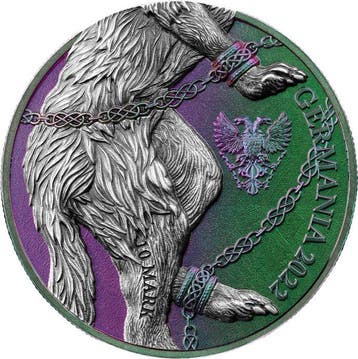 Germania. 10 Mark 2022 Fenrir, 2 Oz (.999), Postzegels en Munten