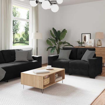 vidaXL bank / zetelstel 3 st Zwart Fluweel, Verzenden, Nieuw