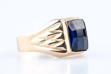 Ring - 18 karaat Geel goud Saffier, Nieuw
