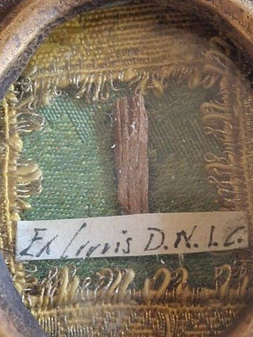 Reliekhouder - Brons, Hout, Textiel - 1850-1900 - Heilige