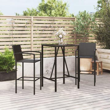 vidaXL 3-delige Tuinbarset poly rattan zwart, Tuin en Terras, Verzenden, Nieuw
