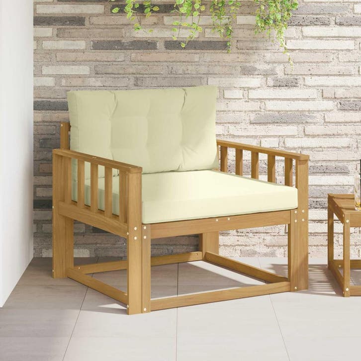 vidaXL Buiten Midden Sofa Polyester Wit, Huis en Inrichting, Zetels | Voetbanken en poefs, Nieuw, Verzenden