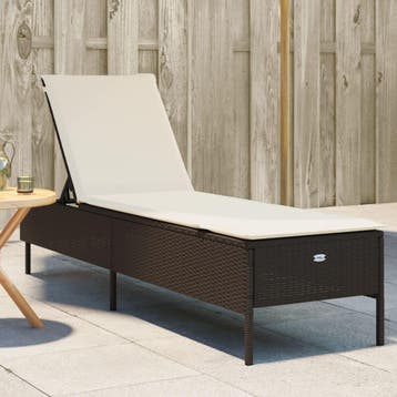 vidaXL Ligbed met kussen poly rattan bruin, Verzenden