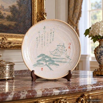 Assiette en faïence Shino du four Shozan, Château dAzuchi