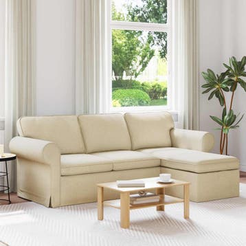 vidaXL bank / zetel Crème 215 x 138 x 80 cm Stof, Verzenden