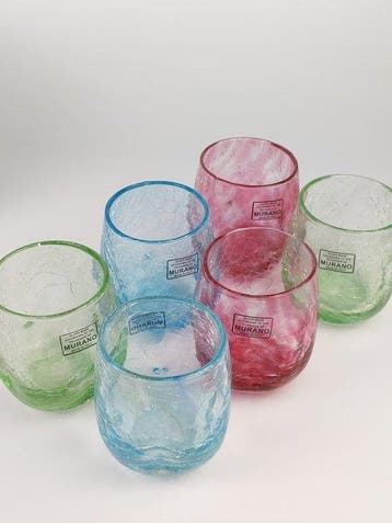 LAGUNA - Drinkservies (6) - gecrackt - Muranoglas - 6 GA