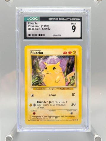 Pokémon Graded card - Pikachu - CGC 9 - WOTC - Base set