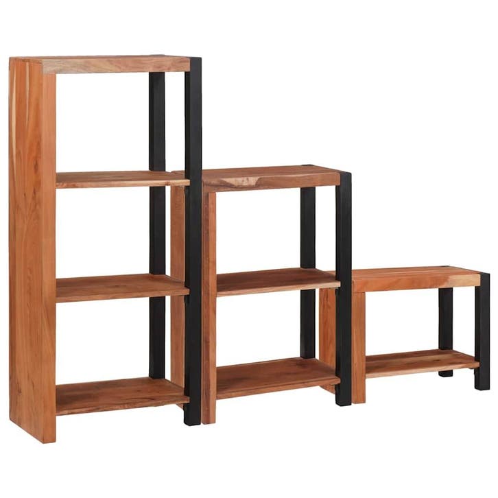 vidaXL Boekenplank 3 pcs Bruin 50 x 30 x 110 cm Massief, Huis en Inrichting, Kasten | Boekenkasten, Nieuw, Verzenden