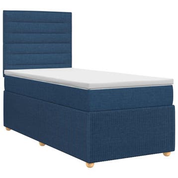 vidaXL Boxspringbed met matras met hoofdeinde Blauw 90 x 200, Verzenden, Nieuw