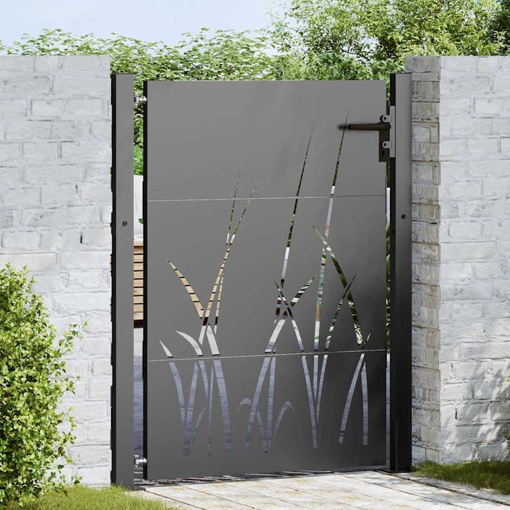 vidaXL Tuinpoort met slot Zwart 110 x 155 cm Poedercoated, Jardin & Terrasse, Portes de jardin, Envoi