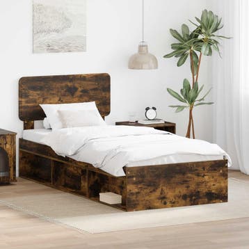 vidaXL Bedframe Rook Eiken 75 x 190 cm Massief grenenhout, Verzenden
