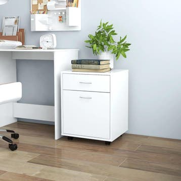 vidaXL Rolkast 45x38x54 cm bewerkt hout wit, Huis en Inrichting, Kasten | Overige, Verzenden, Nieuw
