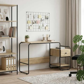 vidaXL Bureau met opslag Sonoma Eiken 131,5 x 50 x 75,5 cm, Verzenden, Nieuw