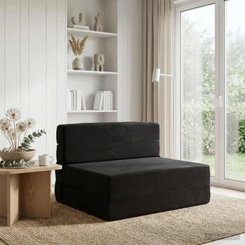 vidaXL Vouwbare Sofa Bed Zwart 70 x 80 x 60 cm Stof, Verzenden