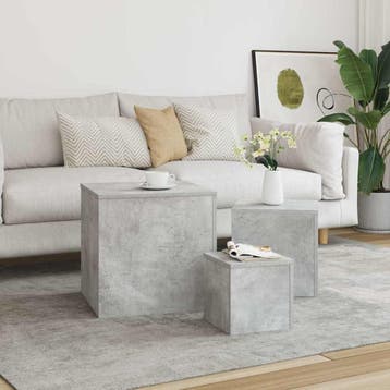 vidaXL Bijzettafels 3 st bewerkt hout betongrijs, Maison & Meubles, Tables | Tables d'appoint, Verzenden