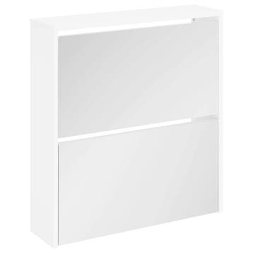vidaXL Schoenenkast tweelaags met spiegel 63x17x67 cm wit, Verzenden, Nieuw
