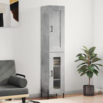 vidaXL Hoge kast 34,5x34x180 cm bewerkt hout betongrijs, Verzenden, Nieuw