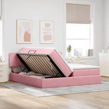 vidaXL Opbergbed 2 st Roze 180 x 200 cm Velvet, Verzenden