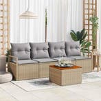 vidaXL Tuinbank Set met kussen 5 pcs Beige poly rattan, Verzenden, Nieuw