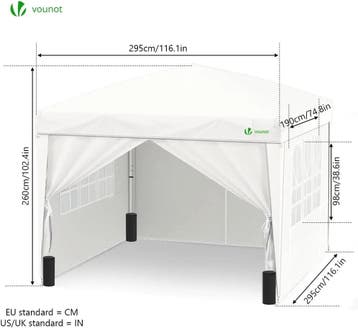 VOUNOT easy-up partytent 3×3m, 4 zijwanden en 4 zandzakke.., Ophalen of Verzenden