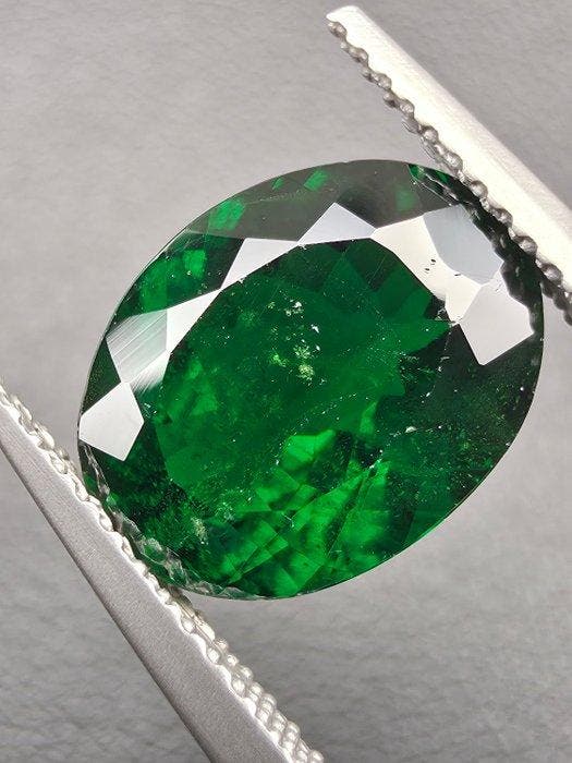 Groen Tsavoriet - 4.08 ct - Antwerp Laboratory for Gemstone, Handtassen en Accessoires, Edelstenen