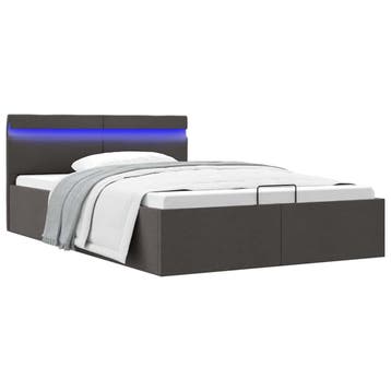 vidaXL Bedframe met opbergruimte en LED stof donkergrijs, Verzenden, Nieuw