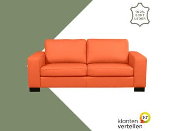 Leren bank Enjoy - 2,5 zits - Toledo Orange (oranje) -, Ophalen of Verzenden