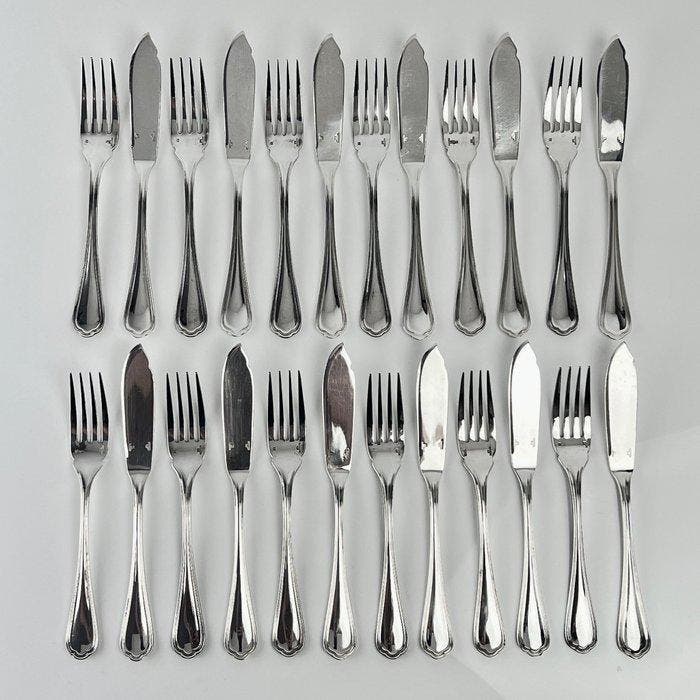 Christofle - Visbestekset voor 12 personen (24) - Spatours -, Antiquités & Art, Antiquités | Meubles | Tables