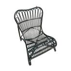 Rotan loungestoel hout riet zwart 800x800x880 mm, Ophalen of Verzenden