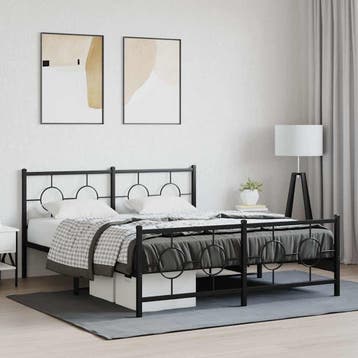 vidaXL Bedframe met hoofd- en voeteneinde metaal zwart, Verzenden, Nieuw
