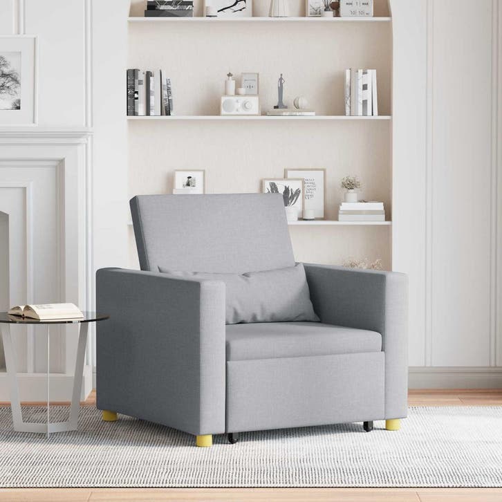 vidaXL Uittrekbare slaapbank eenpersoons Lichtgrijs 90 x 165, Huis en Inrichting, Fauteuils, Nieuw, Verzenden