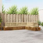 vidaXL Buiten bank set met kussen 6 Stuk Natuurlijk en Beige, Verzenden, Nieuw