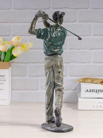 Sculpture, Bronze Style Golf Swing Sculpture – Modern Resin