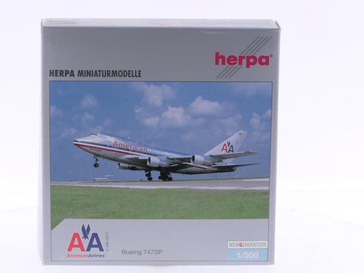 Schaal 1:500 Herpa 504003 American Airlines Boeing 747SP..., Hobby en Vrije tijd, Modelbouw | Vliegtuigen en Helikopters, Gebruikt