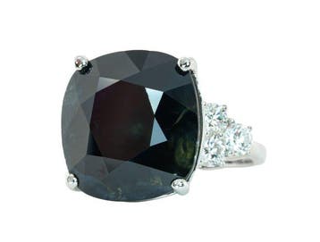 Ring - 14 karaat Witgoud, Deep Blue (No Heat) - 23.50ct. tw., Nieuw