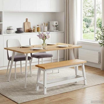 vidaXL Eetbank EKAI Wit 91,5 x 29 x 45,5 cm Massief, Verzenden, Nieuw