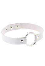 Choker Wit Ring Pu Leer Collar Ketting Halsband Sexy, Handtassen en Accessoires, Kettingen, Ophalen of Verzenden, Nieuw, Wit