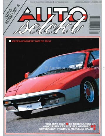 1985 AUTO SELEKT MAGAZINE 9 NEDERLANDS, Ophalen of Verzenden, Nieuw