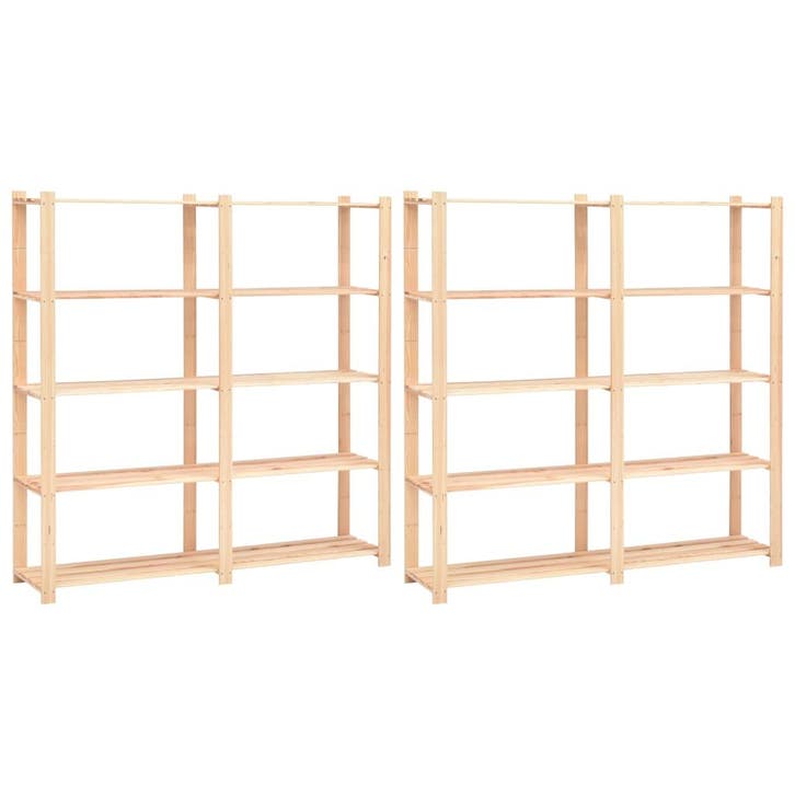 vidaXL Opbergrekken 5-laags 2 st 170x38x170 cm grenenhout, Huis en Inrichting, Kasten | Stellingkasten, Nieuw, Verzenden