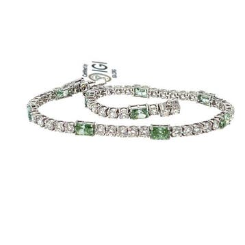 Armband - 14 karaat Witgoud - 6.40ct. tw. Groen Diamant, Nieuw